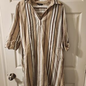 Striped Tan and Brown Women's Dress
